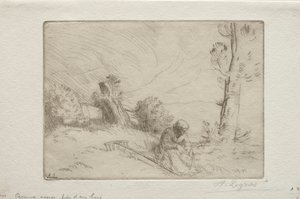 Peasant Near a Stone Fence by Alphonse Legros