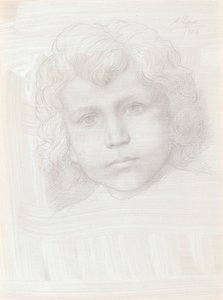 Study of Cupid Head of a Girl by Alphonse Legros