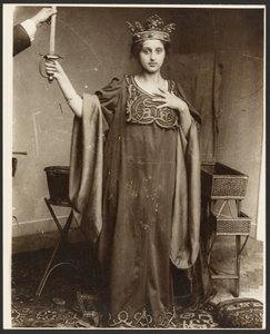 Female Model Wearing Crown and Holding Sword by Alphonse Maria Mucha