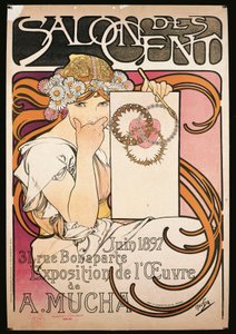 Poster advertising the exhibition of A. Mucha at the Salon des Cent by Alphonse Marie Mucha