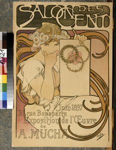 Poster Advertising the Exhibition of A. Mucha at the Salon des Cent, 31 rue Bonaparte, Paris, June 1897