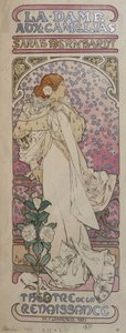 Poster for La Dame aux Camélias at the Renaissance Theatre with Sarah Bernhardt - by Mucha