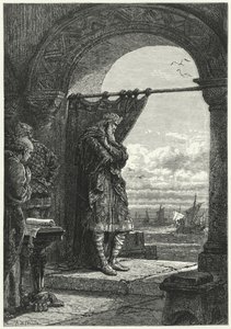 Charlemagne anxiously watching the approach of ships carrying Norman raiders by Alphonse Marie de (after) Neuville