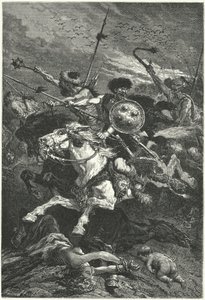 Huns charging at the Battle of Chalons, 451 by Alphonse Marie de (after) Neuville