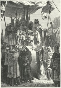 Saladin watching captured Christians pass by after his capture of Jerusalem by Alphonse Marie de (after) Neuville