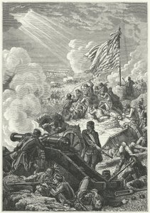 The defence of the heights of Bunker Hill against the British by Alphonse Marie de (after) Neuville