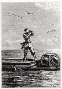 Captain Nemo on top of the Nautilus, from 