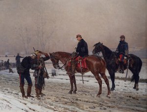 General questioning a mobile guard supporting an injured officer, December 1870