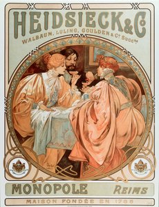 Advertising Poster for Heidsieck and Co Maison de Champagne Charles Heidsieck, Lithography by Alphonse Mucha, 1901