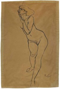 Standing Nude Woman by Alphonse Mucha