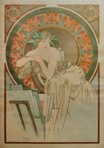 Woman with Poppies and Graphic Folder