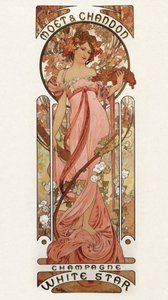 Reproduktion eines Werbeposters für Champagner von Alphonse Mucha