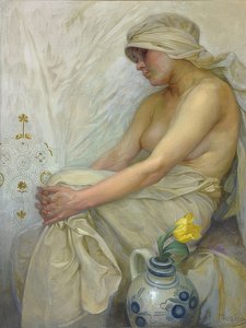 Seated Girl by Alphonse Mucha