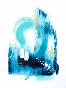 Blue Gold Abstract Flow