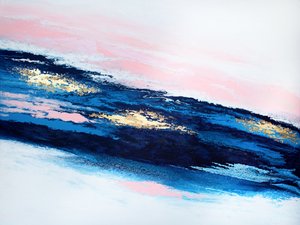 Blue Pink Gold Abstract