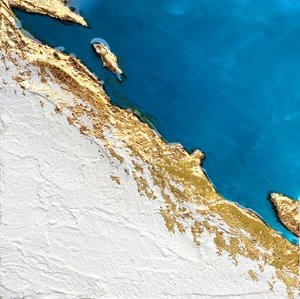 Golden Coastal Relief Map