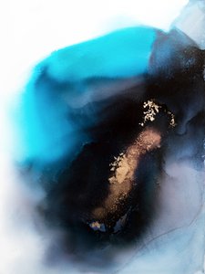 Teal Gold Abstract Flow