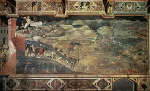 The Countryside (detail) - Fresco by Ambrogio Lorenzetti