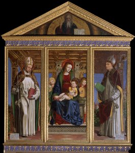 Virgin and Child with the Saints Saint Hugh of Avalon and Saint Hugh of Grenoble by Ambrogio da Fossano (c.1460 1523)