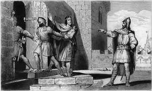 Charles III (879-929) the Simple taken prisoner by one of his soldiers in 923 - Imprisonment of Charles III the Simple (879-929), 923: believing to find refuge with Herbert of Vermandois, the former King of the Francs is betrayed by him and sent to prison