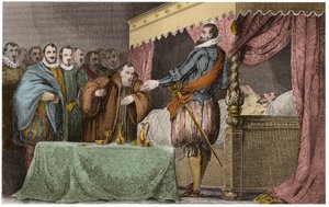 Henry III (1551-1589), King of France, Recognizes Henry of Navarre (Henry IV) as His Legitimate Successor on His Deathbed - Saint-Cloud, August 2