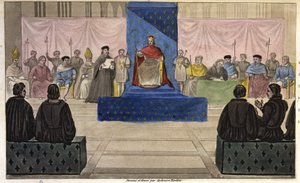 Philip IV brings together at the Louvre the Estates General, composed of clergy, nobility and prominent bourgeois or third-state who was first admitted to it in 1301 - Designed and engraved by Ambroise Tardieu in 1825. by Ambroise Tardieu