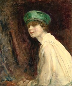 The Green Hat, a portrait of Mrs Claude Johnson, 1918 by Ambrose McEvoy