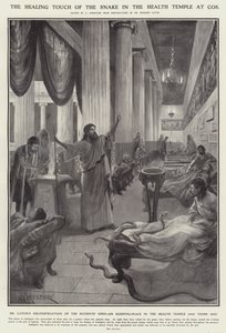 The healing touch of the snake in the health temple at Cos by Amedee (after) Forestier