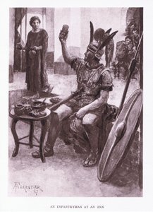 An Infantryman at an Inn (illustration from The Roman Soldier) by Amedee Forestier