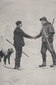 Meeting of polar explorers Frederick George Jackson and Fridtjof Nansen, Franz Josef Land, 1896 by Amedee Forestier