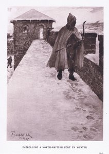 Patrolling a North British Fort in Winter (illustration from The Roman Soldier) by Amedee Forestier
