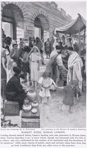 Roman market scene, London, illustration from 