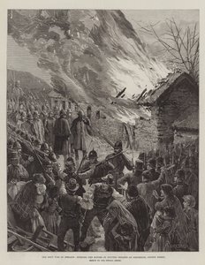 The Rent War in Ireland, Burning the Houses of Evicted Tenants at Glenbeigh, County Kerry by Amedee Forestier