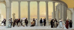 Characters on the Terrace of the Palace Longchamp in Marseille