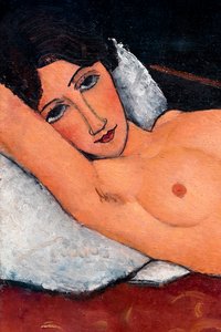 Nude lying on a white cushion, ca. 1917 by Amedeo Modigliani