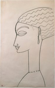 Female Profile. Drawing by Amedeo Modigliani