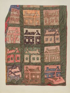 Log Cabin Patchwork Quilt by American 20th Century