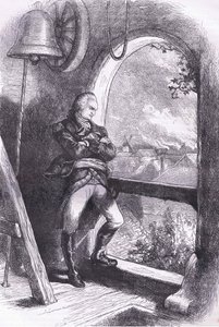 Arnold viewing the destruction of New England, illustration from Cassells History of the United States by American English school