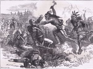 Attack of the indians at Fort Dearborn, illustration from Cassells History of the United States