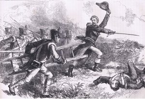 Pakenham leading the attack of New Orleans, illustration from Cassells History of the United States by American English school