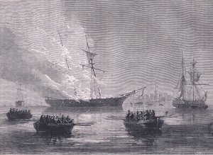 The burning of Gaspe by American English school