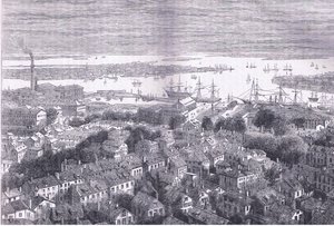 View of Boston by Bunkers Hill, illustration from Cassells History of the United States published by Cassell, Petter & Galpin, c.1900 by American English school