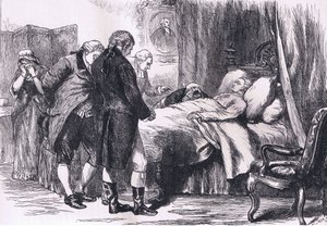 Washington on his death bed, illustration from Cassells History of the United States published by Cassell, Petter & Galpin, c.1900 by American English school