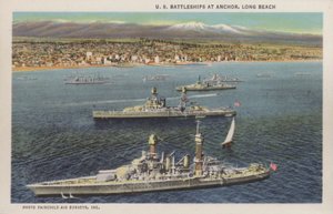 California: US Battleships at anchor, Long Beach