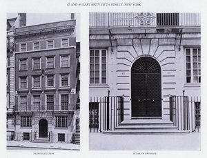 Charles A Platt: 47 and 49 East Sixty-Fifth Street, New York, Front Elevation, (detail)
