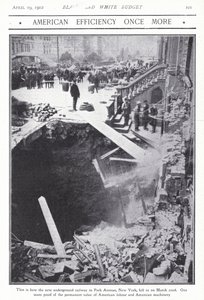Collapse of part of the subway tunnel on Park Avenue, New York City, USA, 22 March 1902