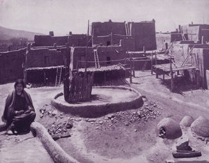 Inner court of a Pueblo town, Arizona
