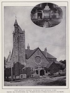Jamestown, NY: First Baptist Church, Exterior and Interior views by American Photographer (after)