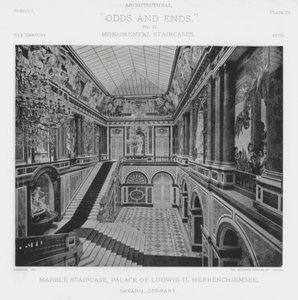 Marble Staircase, Palace of Ludwig II, Herrenchiemsee, Bavaria, Germany