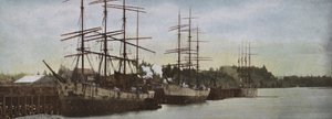Oregon: Sailing Ships at Anchor in Portland Harbor by American Photographer (after)